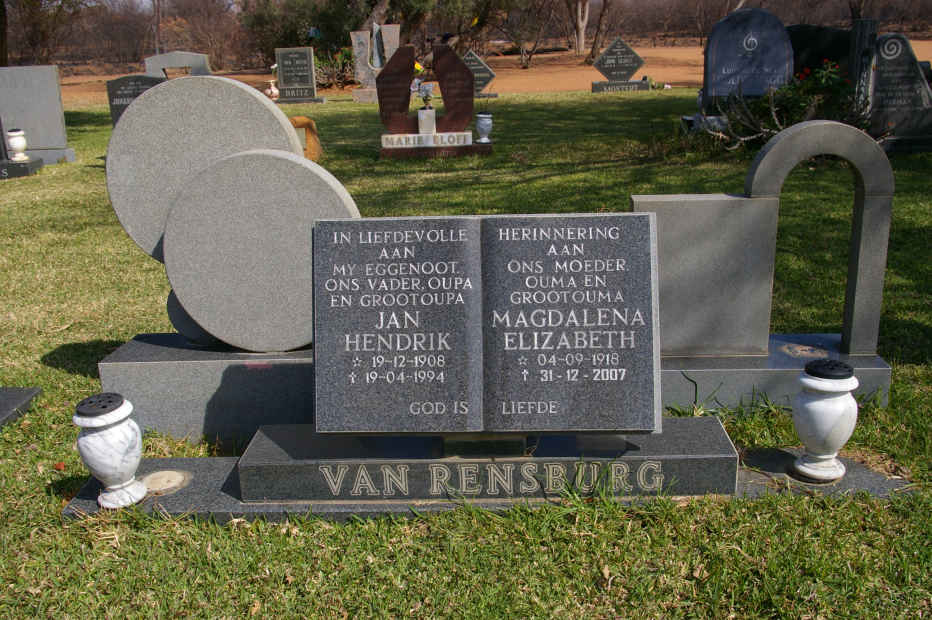 RENSBURG Jan Hendrik, van 1908-1994 &amp; Magdalena Elizabeth 1918-2007
