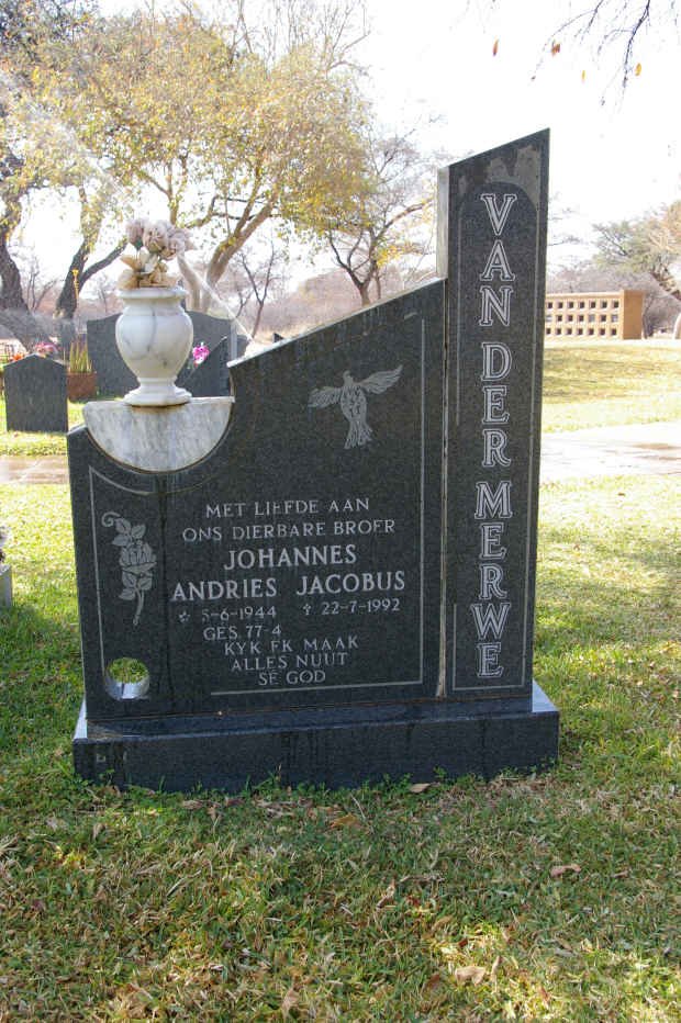 MERWE Johannes Andries Jacobus, van der 1944-1992