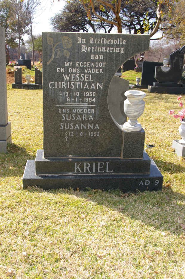 KRIEL Wessel Christiaan 1950-1994 &amp; Susara Susanna 1952-