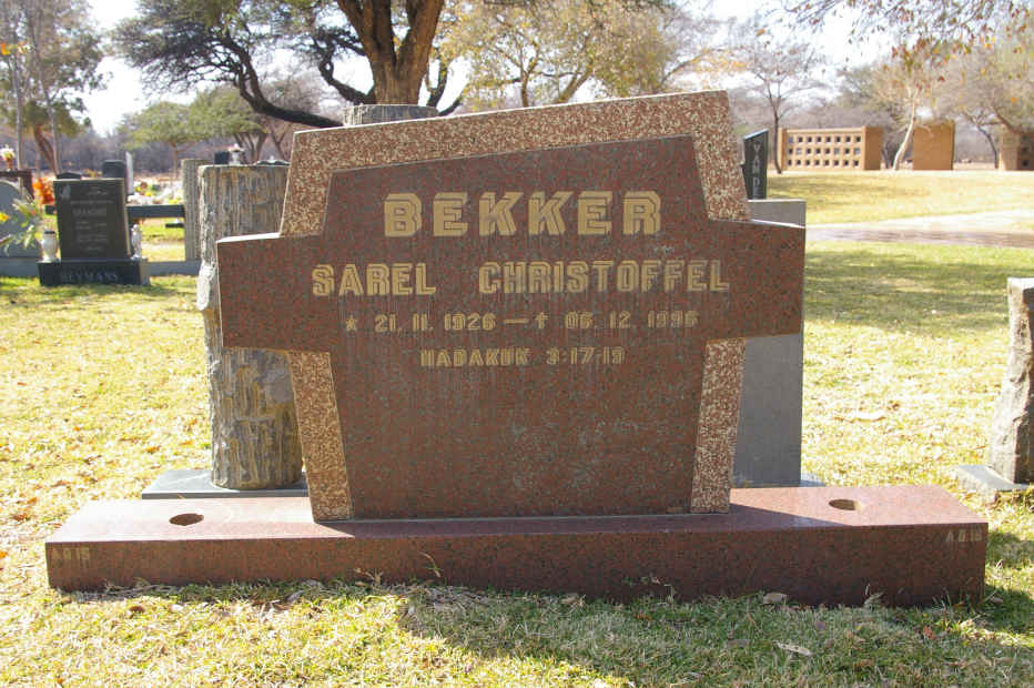 BEKKER Sarel Christoffel 1926-1996