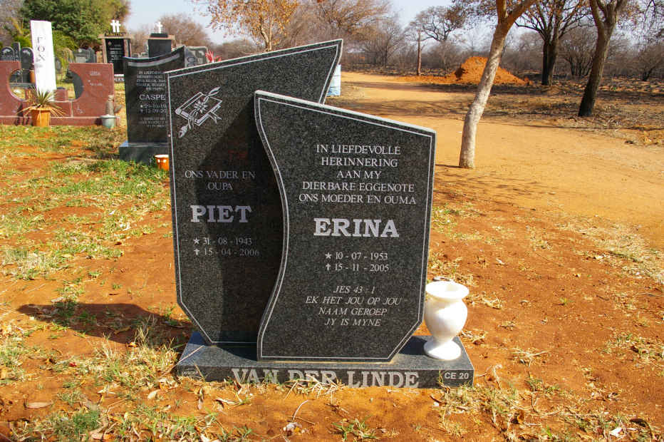 LINDE Piet, van der 1943-2006 &amp; Erina 1953-2005