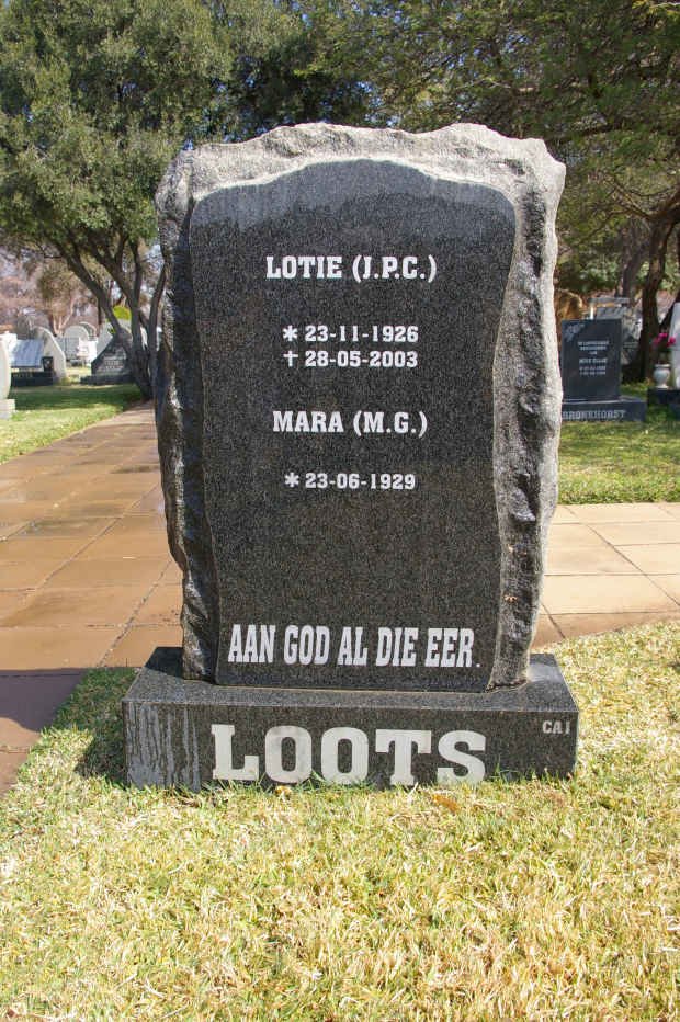 LOOTS J.P.C. 1926-2003 &amp; M.G. 1929-
