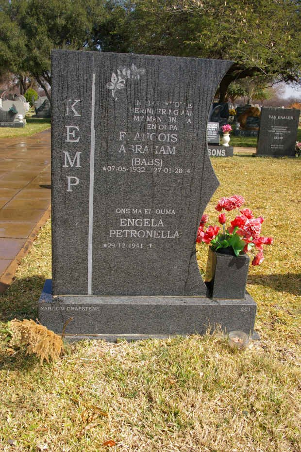 KEMP Francois Abraham 1932-2004 &amp; Engela Petronella 1941-