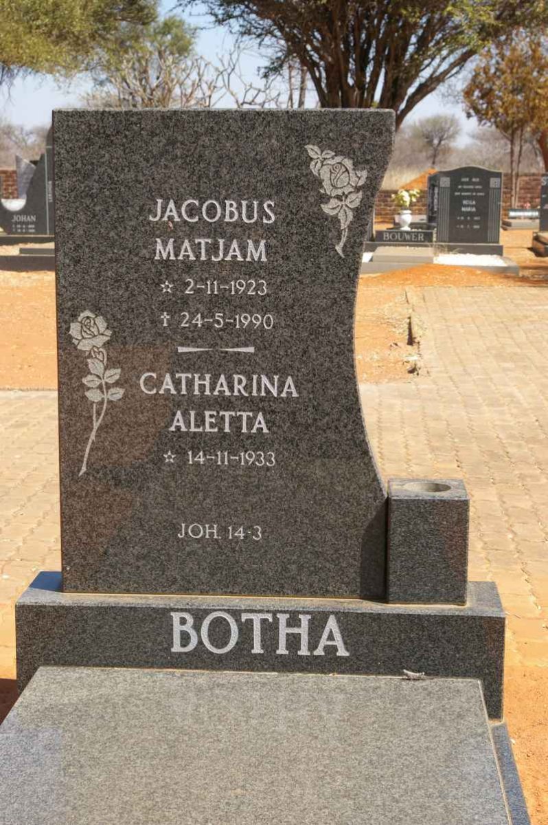 BOTHA Jacobus Matjam 1923-1990 &amp; Catharina Aletta 1933-