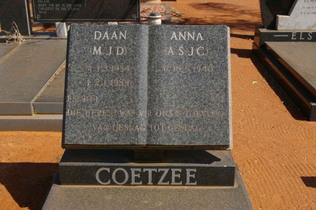COETZEE M.J.D. 1934-1989 &amp; A.S.J.C. 1940-