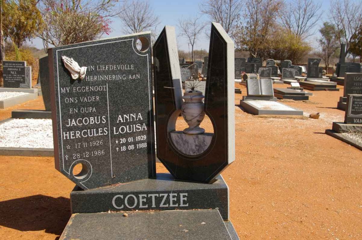 COETZEE Jacobus Hercules 1926-1986 &amp; Anna Louisa 1929-1988