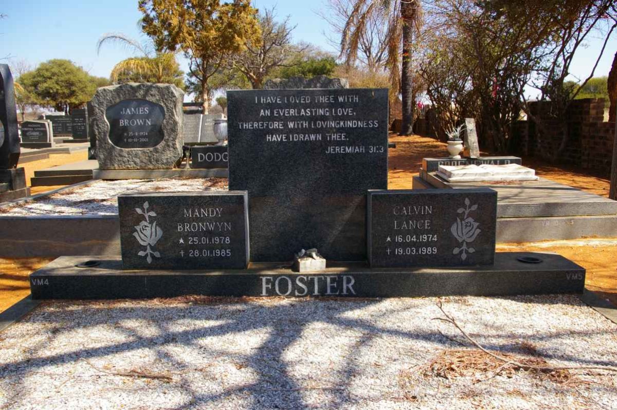 FOSTER Calvin Lance 1874-1989 &amp; Mandy Bronwyn 1978-1985