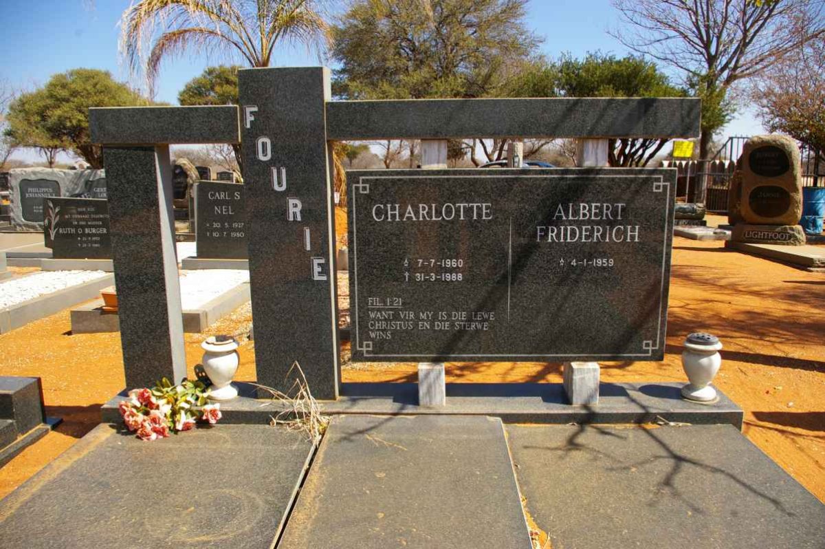 FOURIE Albert Friderich 1959- &amp; Charlotte 1960-1988