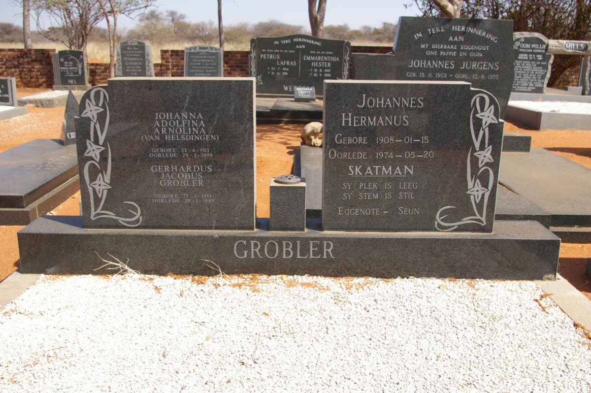 GROBLER Johannes Hermanus 1908-1974 &amp; Johanna Adolfina Arnolina VAN HELSDINGEN :: GROBLER Jacobus