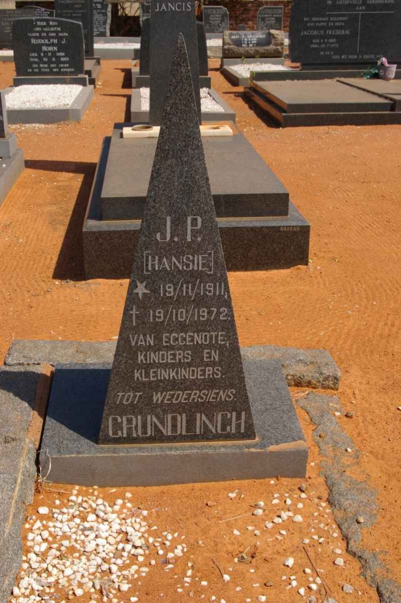 GRUNDLINGH J.P. 1911-1972
