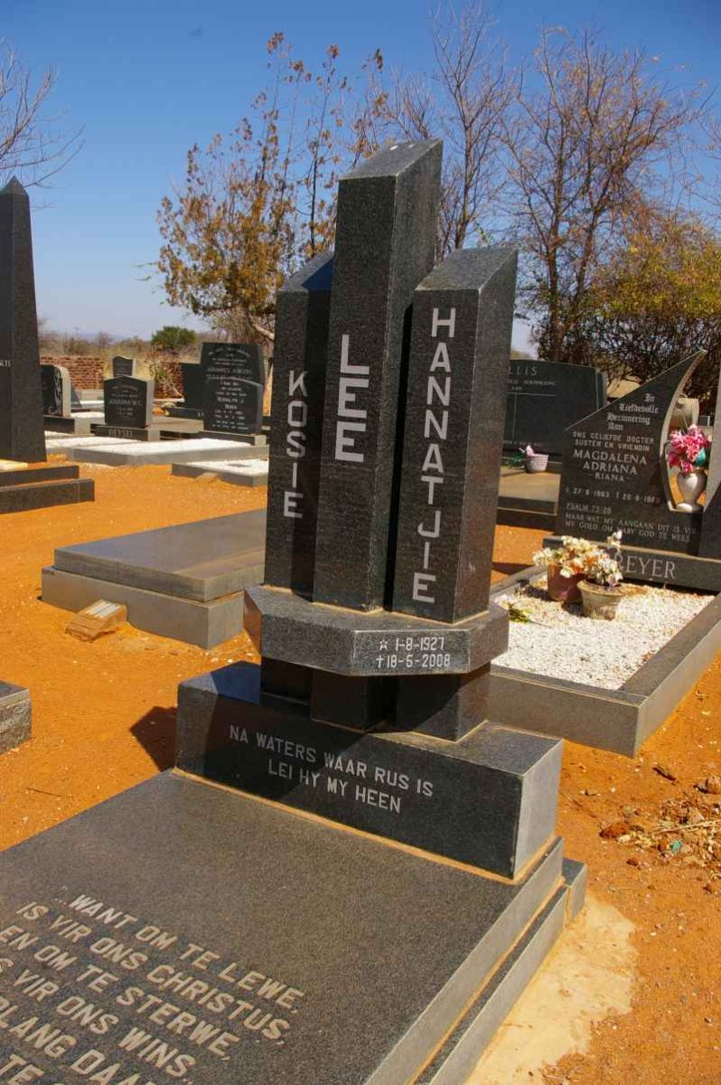 LEE Kosie 1926-1996 &amp; Hannatjie 1927-2008