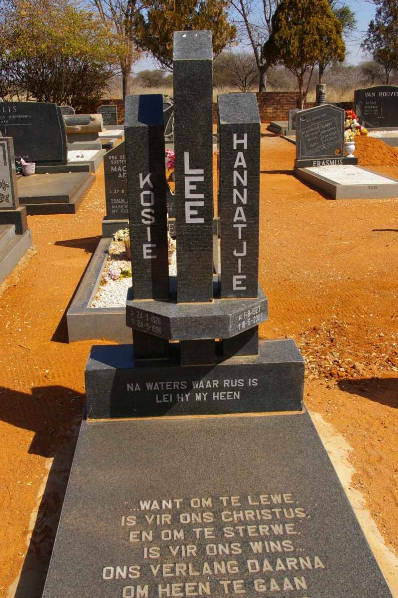 LEE Kosie 1926-1996 &amp; Hannatjie 1927-2008