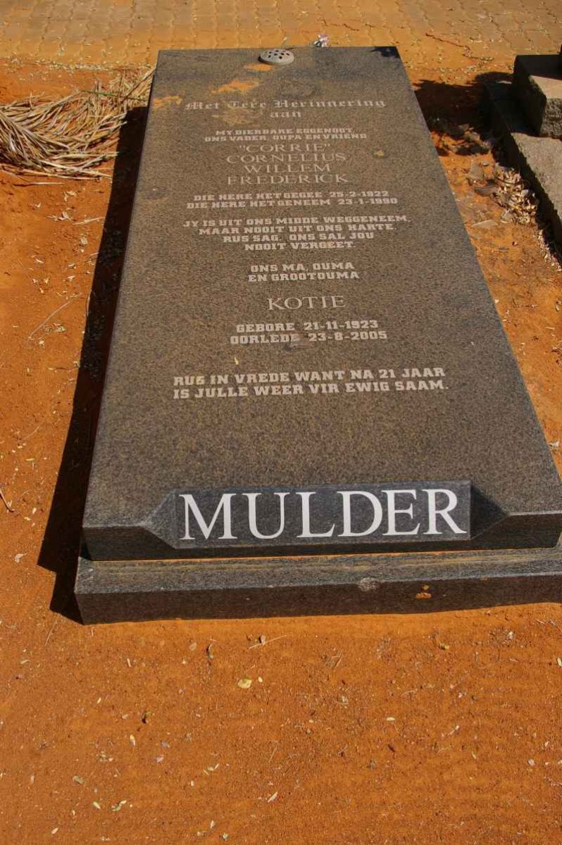 MULDER Cornelius Willem Frederick 1922-1990 &amp; Kotie 1923-2005