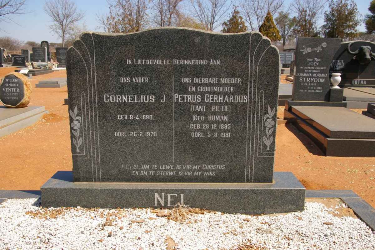 NEL Cornelius J. 1890-1970 &amp; Petrus Gerhardus HUMAN 1896-1981