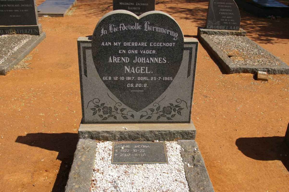 NAGEL Arend Johannes 1917-1965 &amp; Jannie Jacoba 1922-2007
