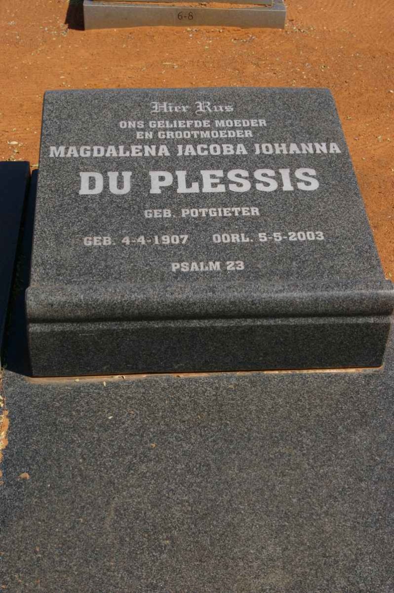 PLESSIS Magdalena Jacoba Johanna, du nee POTGIETER 1907-2003