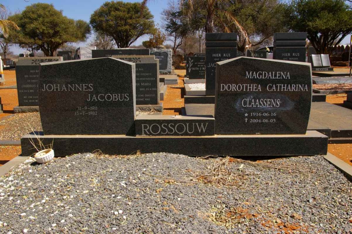 ROSSOUW Johannes Jacobus 1911-1982 &amp; Magdalena Dorothea Catharina CLAASSENS 1916-2004