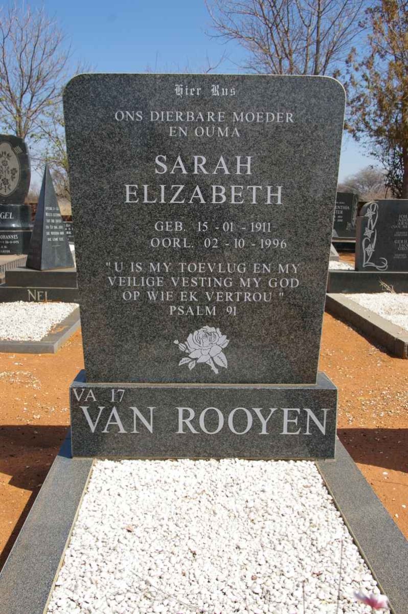 ROOYEN Sarah Elizabeth, van 1911-1996