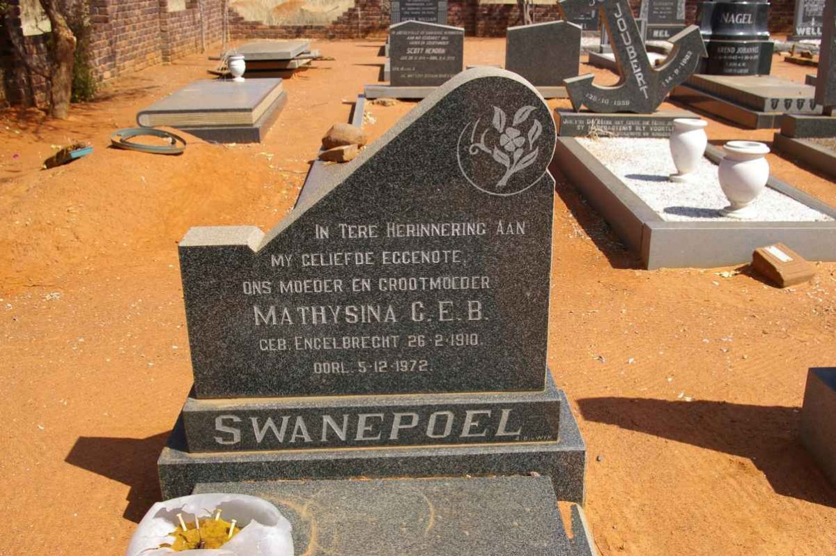 SWANEPOEL Matthysina C.E.B. nee ENGELBRECHT 1910-1972