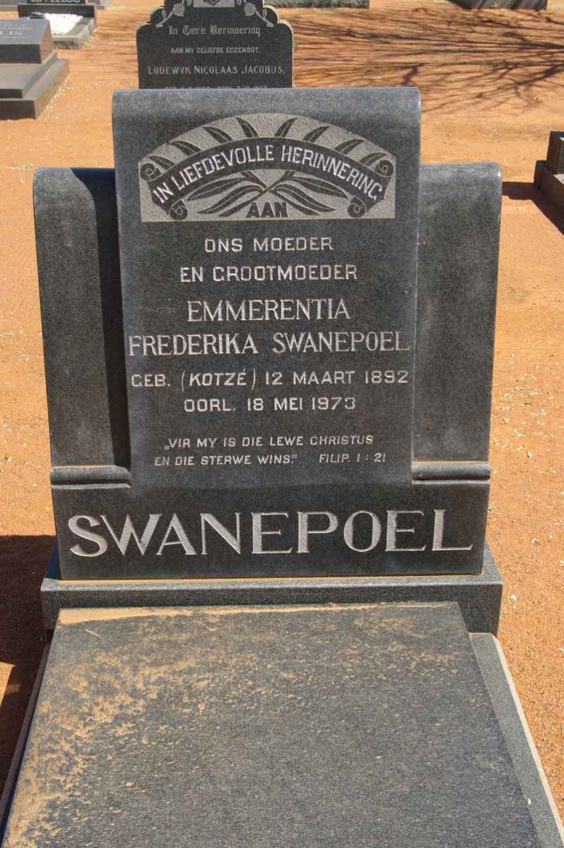 SWANEPOEL Emmerentia Frederika nee KOTZE 1892-1973