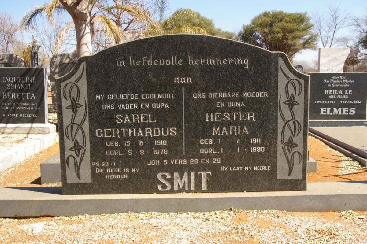 SMIT Sarel Gerthardus 1910-1978 &amp; Hester Maria 1911-1980