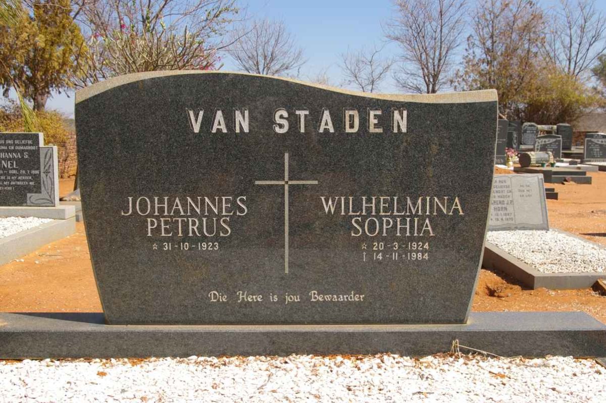 STADEN Johannes Petrus, van 1923-  &amp; Wilhelmina Sophia 1924-1984