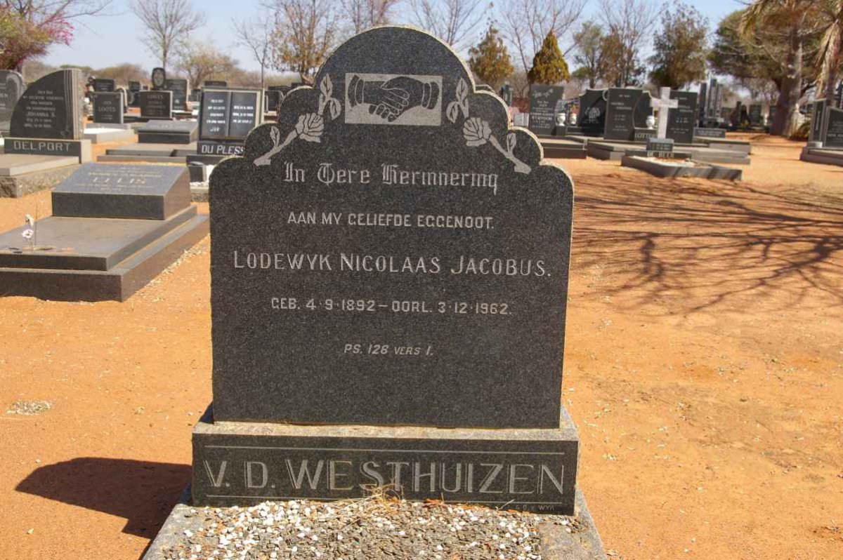 WESTHUIZEN Lodewyk Nicolaas Jacobus, v.d. 1892-1962