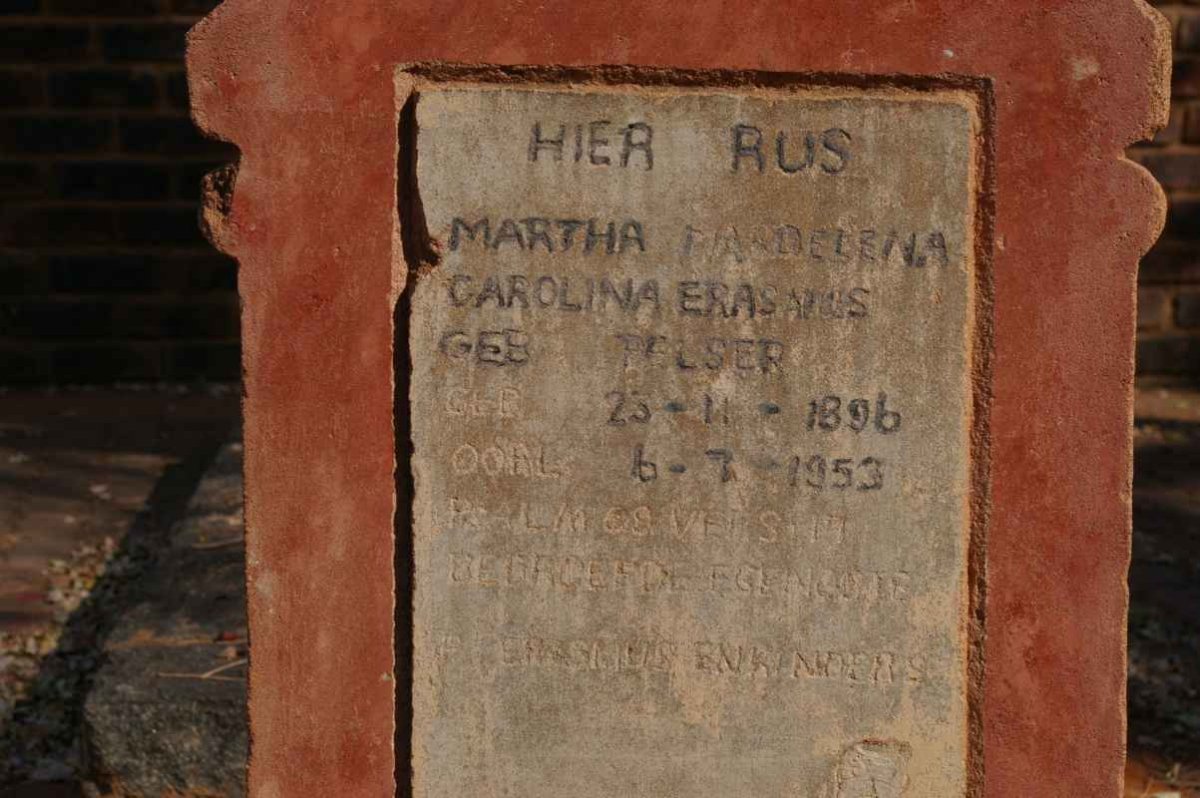ERASMUS Martha Magdalena Carolina nee PELSER 1896-1953