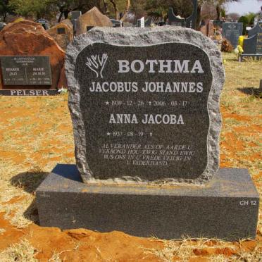 BOTHMA Jacobus Johannes 1939-2006 &amp; Anna Jacoba 1937-