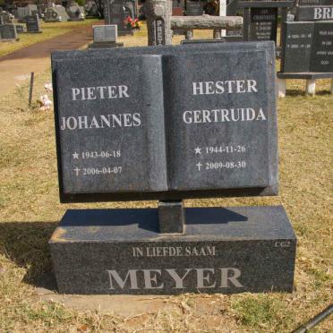 MEYER Pieter Johannes 1943-2006 &amp; Hester Gertruida 1944-2009