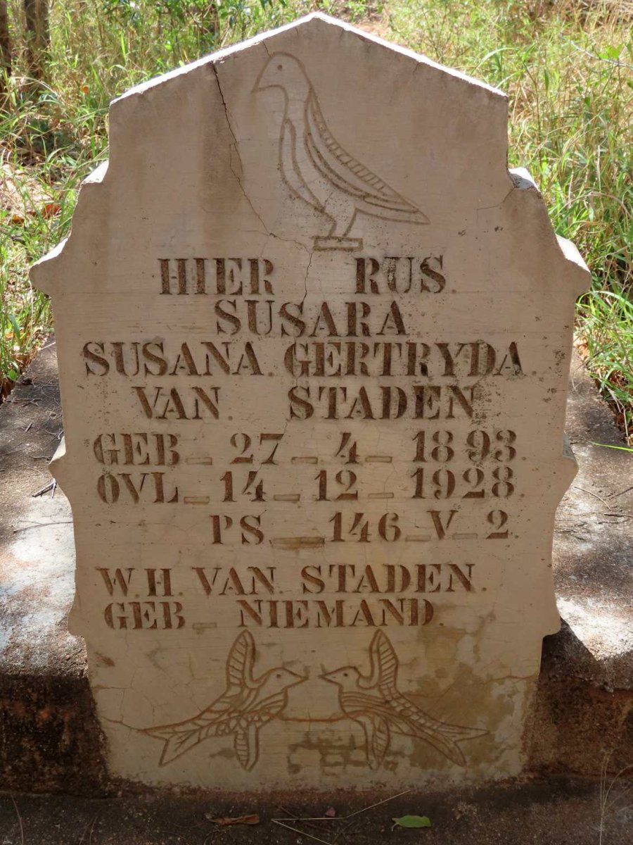 STADEN Susara Susana Gertryda, van 1893-1928