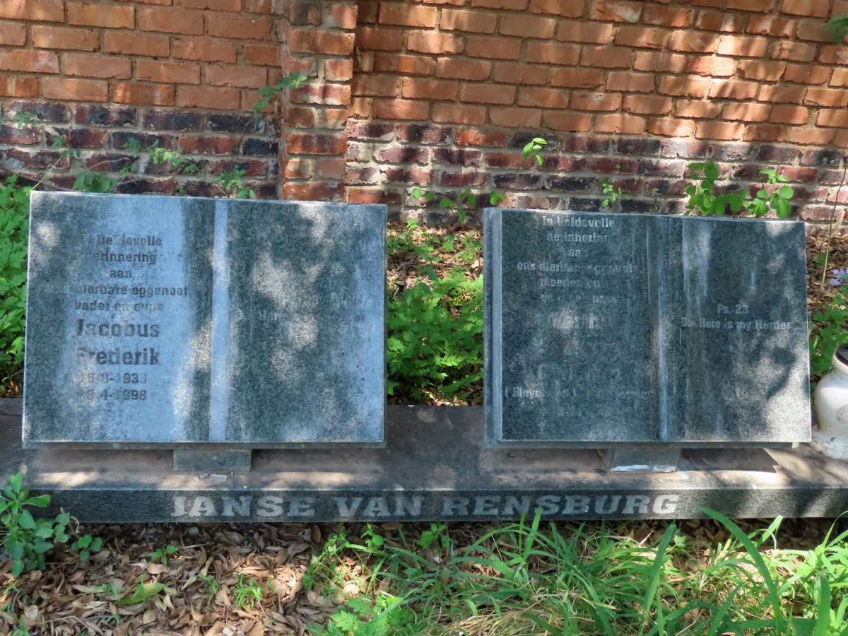 RENSBURG Jacobus Frederik, Janse van 1933-1998 &amp; Martha Susanna Christina KLEYNHANS 1935-