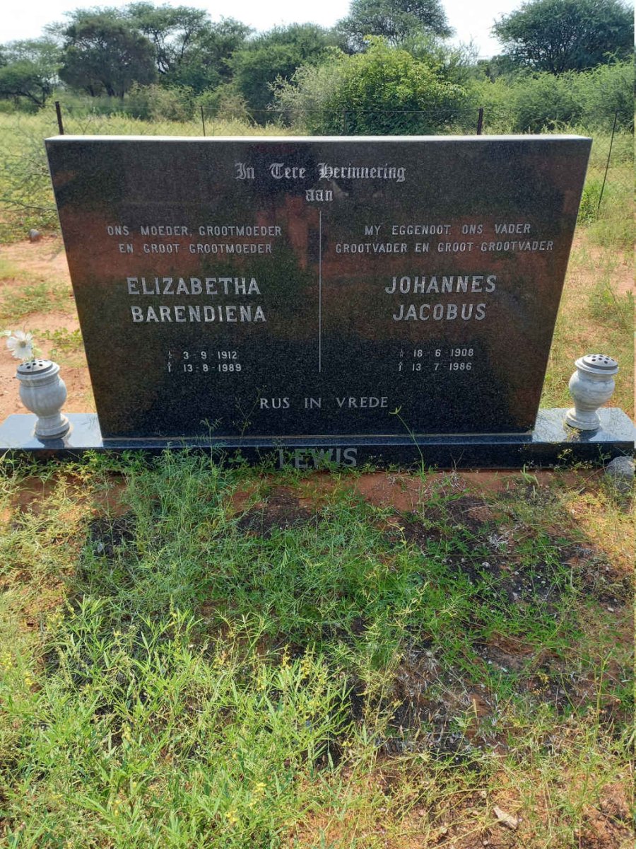 LEWIS Johannes Jacobus 1908-1986 &amp; Elizabeth Barendiena 1912-1989