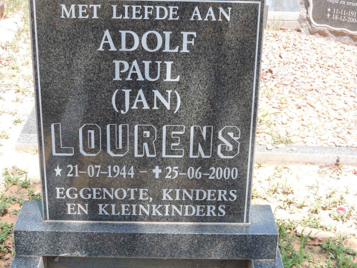 LOURENS Adolf Paul 1944-2000