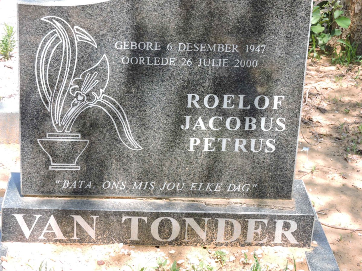 TONDER Roelof Jacobus Petrus, van 1947-2000