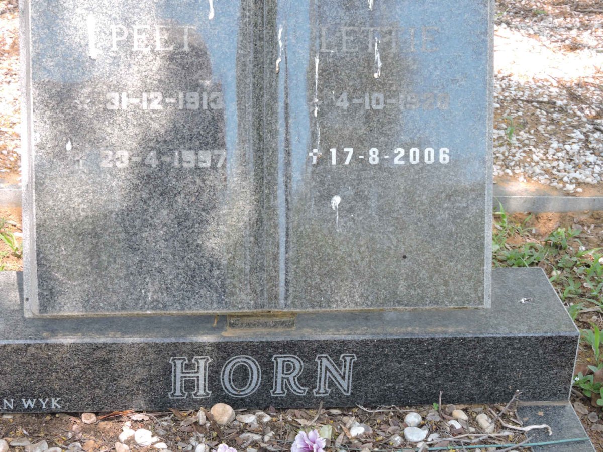 HORN Peet 1913-1997 &amp; Lettie 192?-2006