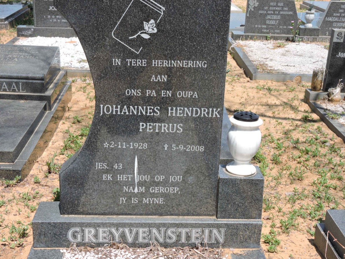 GREYVENSTEIN Johannes Hendrik Petrus 1928-2008