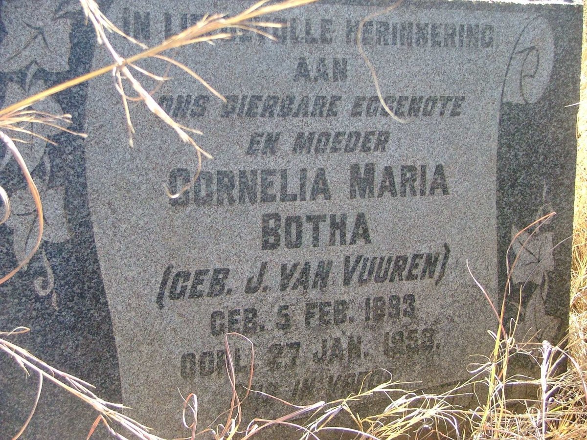 BOTHA Cornelia Maria nee J. VAN VUUREN 1893-1953
