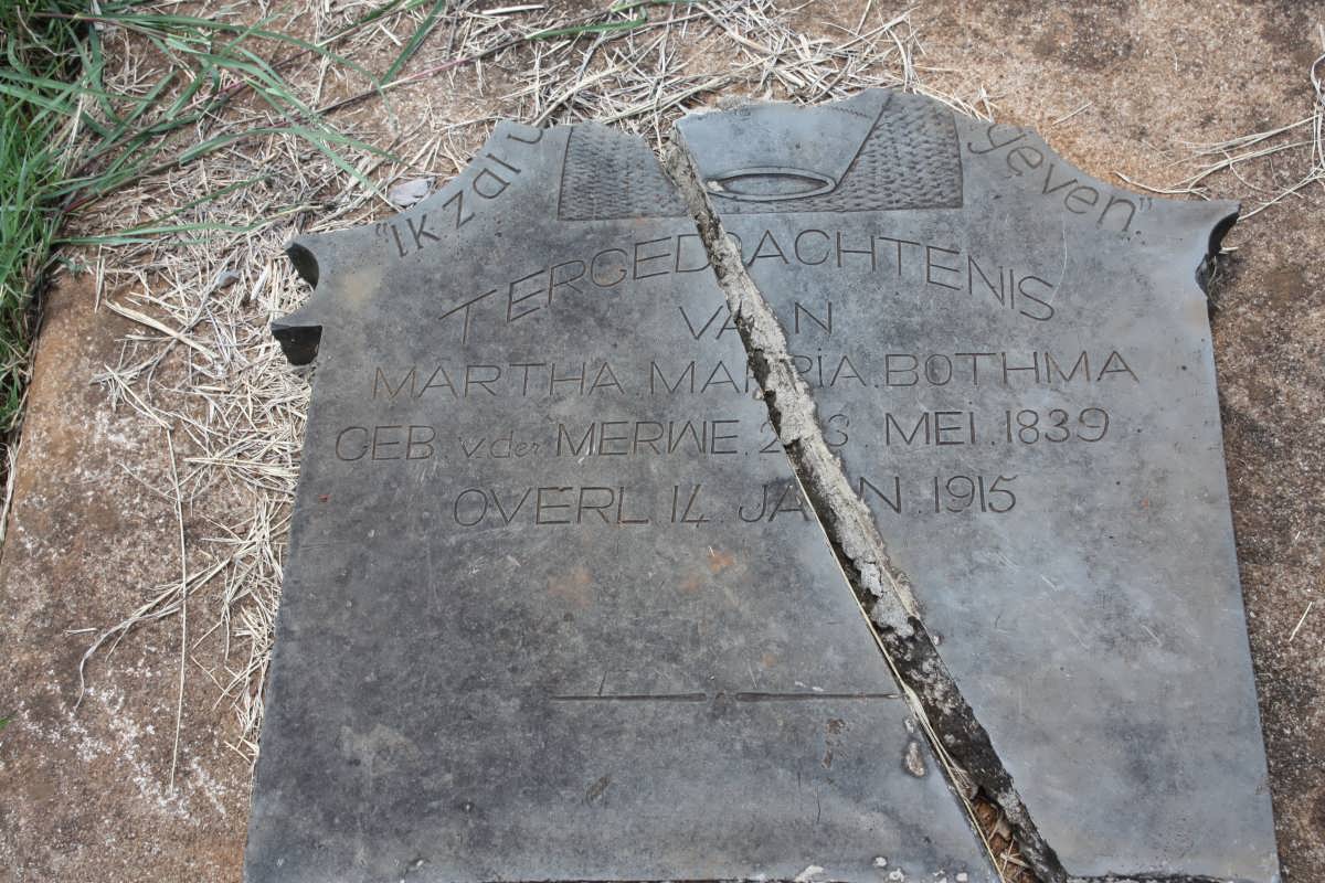 BOTHMA Martha Maria nee V.D. MERWE 1839-1915