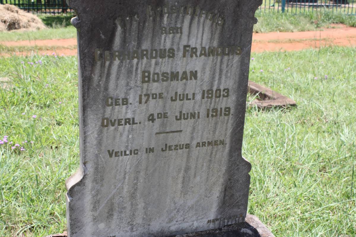 BOSMAN Gerhardus Francois 1903-1919 