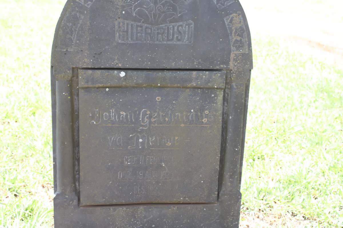 MERWE Johan Gerhardus, v.d. 1866-1925