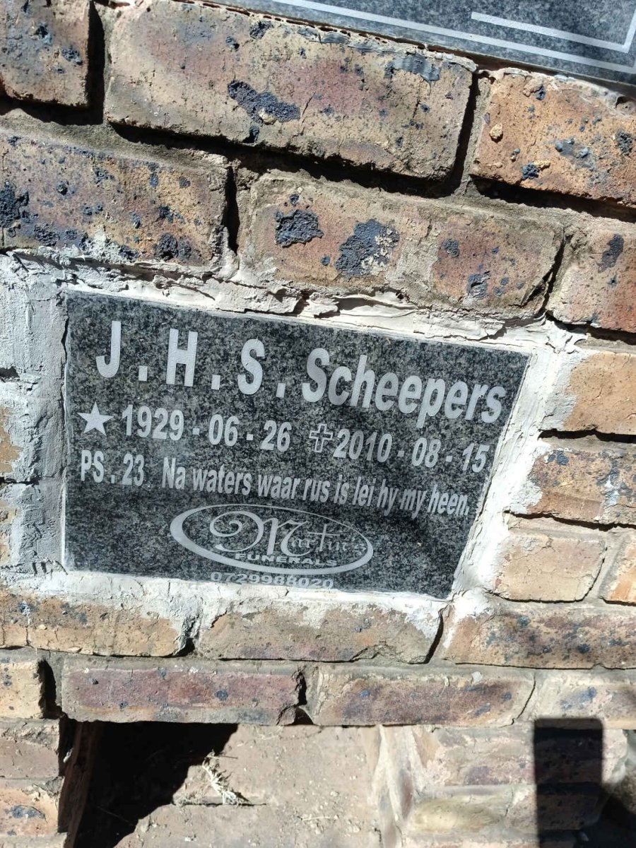 SCHEEPERS J.H.S. 1929-2010