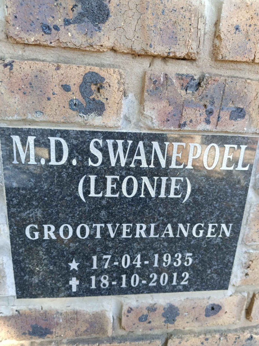 SWANEPOEL M.D. 1935-2012
