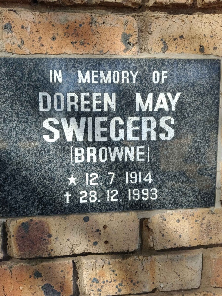 SWIEGERS Doreen May nee BROWNE 1914-1993