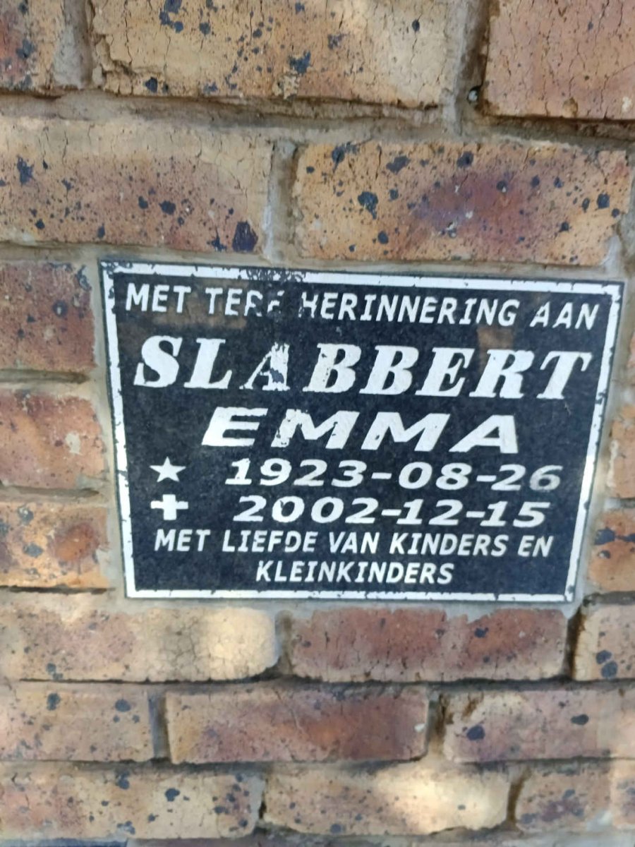 SLABBERT Emma 1923-2002