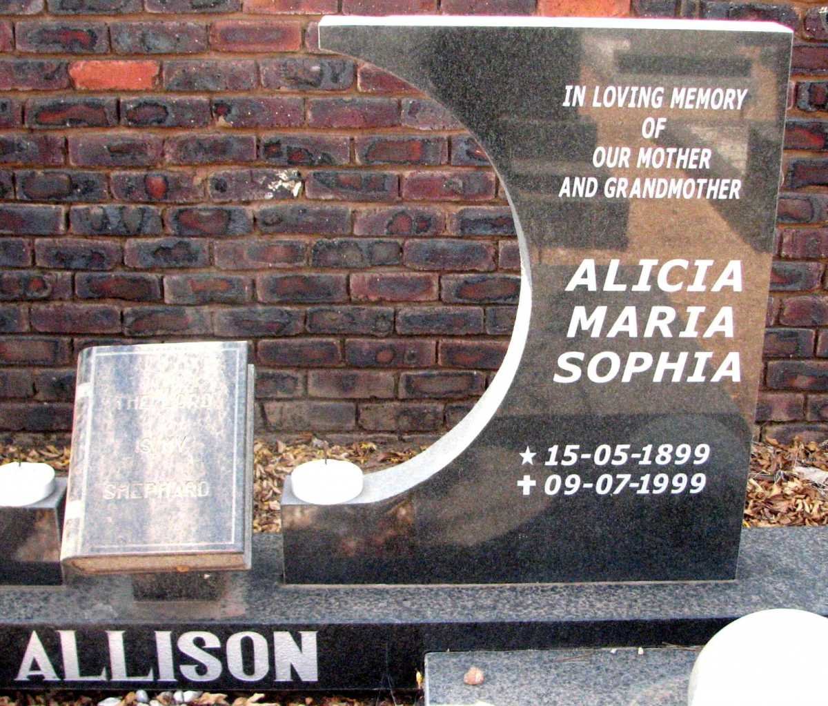 ALLISON Alicia Maria Sophia 1899-1999