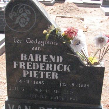 BERG Barend Frederick Pieter, van den 1896-1985