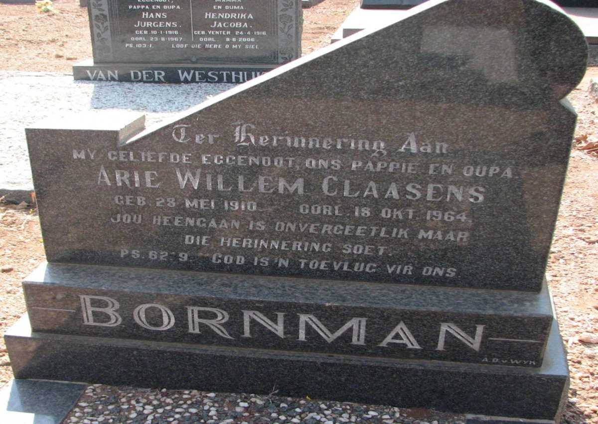 BORNMAN Arie Willem Claasens 1910-1964