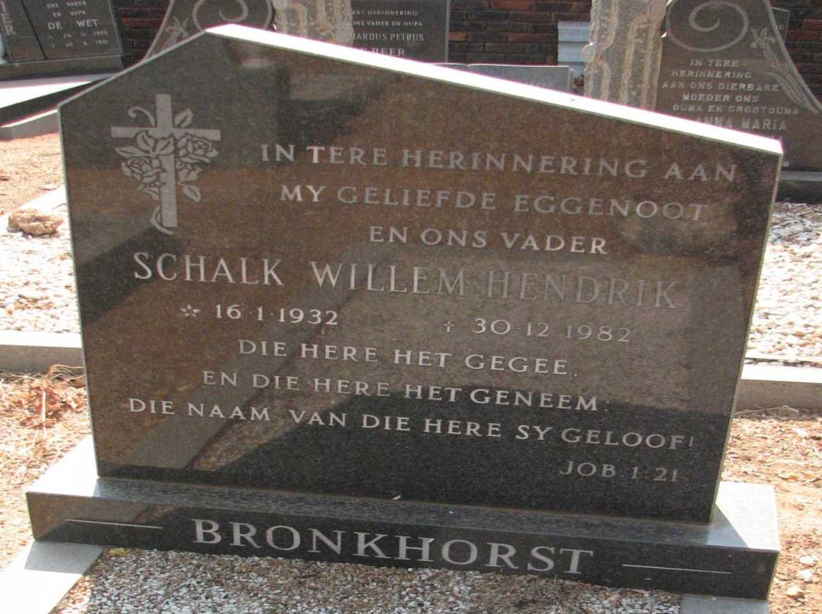 BRONKHORST Schalk Willem Hendrik 1932-1982