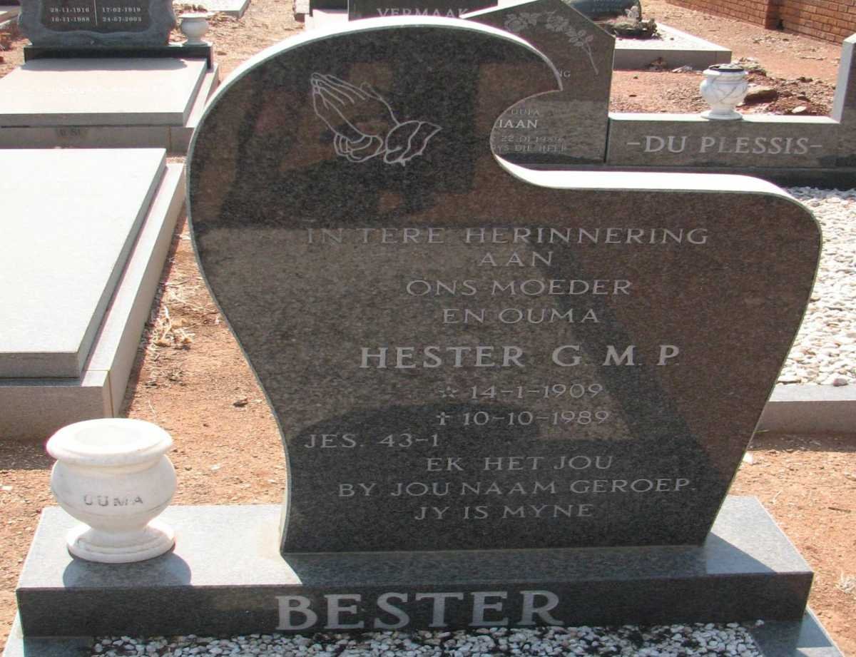 BESTER Hester G.M.P. 1909-1989
